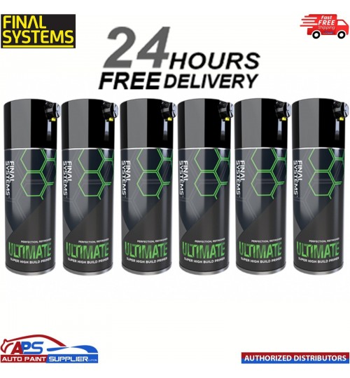 6 x FINAL SYSTEMS ULTIMATE SUPER HIGH BUILD PRIMER - GREY 400ml